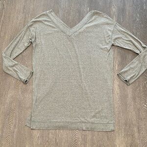 COVERSTITCHED OLIVE GREEN / GREY OVERSIZED OFF THE SHOULDER TUNIC - SKU:379